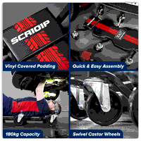 Sealey SCR101P Steel Creeper with 6 Rough Ground 5 Wheels  Headrest