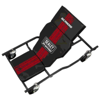 Sealey SCR101S Steel Creeper with 4 Rough Ground 5 Wheels  Adjustable Back/Headrest