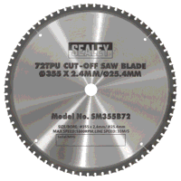 Sealey SM355B72 Cut-Off Saw Blade 355 x 2.4mm/25.4mm 72tpu