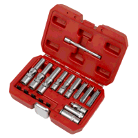 Sealey SX4031 Glow Plug Socket Set 18pc 1/4Sq  3/8Sq Drive
