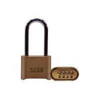 Scan Brass Combination Padlock 50mm Long Shac...