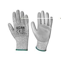 Scan Grey PU Coated Cut 3 Gloves - M (Size 8)
