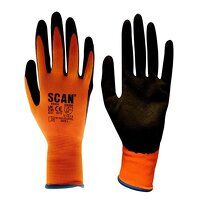 Scan Hi-Vis Orange Foam Latex Coated Gloves -...