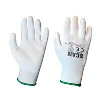 Scan White PU Coated Gloves - M (Size 8) (Pac...