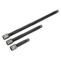 Sealey AK7691 Wobble/Rigid Extension Bar Set 3pc 3/8Sq Drive Black Series