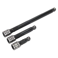 Sealey AK7692 Wobble/Rigid Extension Bar Set 3pc 1/2in Sq Drive Black Series