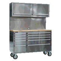 Sealey AP5520SS Mobile Stainless Steel Tool Cabinet 10 Drawer with Backboard  2 Wall Cupboards