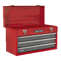 Sealey AP9243BB Tool Chest 3 Drawer Portable with Ball-Bearing Slides - Red/Grey