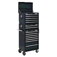 Sealey APSTACKTB Topchest, Mid-Box Tool Chest  Rollcab Combination 14 Drawer with Ball-Bearing Slides - Black