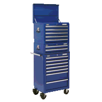 Sealey APSTACKTC Topchest, Mid-Box Tool Chest  Rollcab Combination 14 Drawer with Ball-Bearing Slides - Blue