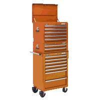 Sealey APSTACKTO Topchest, Mid-Box Tool Chest  Rollcab Combination 14 Drawer with Ball-Bearing Slides - Orange