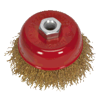 Sealey CBC752 Brassed Steel Crimped Wire Cup Brush 75mm M14 x 2mm