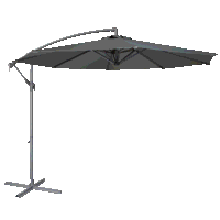 Sealey DG264 Dellonda 3m Banana Parasol/Umbrella for Garden, Patio with Crank Handle, 8 Ribs and Cover, Grey Canopy