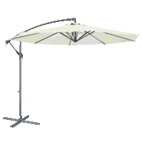 Sealey DG265 Dellonda 3m Banana Parasol/Umbrella for Garden, Patio with Crank Handle, 8 Ribs and Cover, Cream Canopy