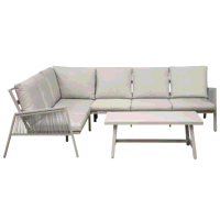 Sealey DG57 Dellonda Fusion 4-Piece Outdoor Garden Corner Sofa  Coffee Table Set, Aluminium