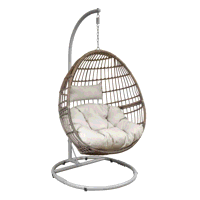 Sealey DG60 Dellonda Egg Hanging Swing Chair, Wicker Rattan Basket, Steel Frame, Single
