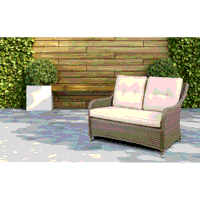 Sealey DG70 Dellonda Chester Rattan Wicker Outdoor Lounge 2-Seater Sofa with Cushion, Brown