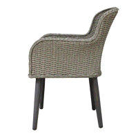 Sealey DG76 Dellonda Buxton Rattan Wicker Outdoor Dining Armchairs with Cushion, Set of 2, Grey