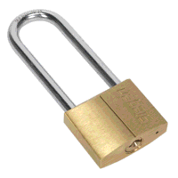 Sealey S0989 Brass Body Padlock with Brass Cylinder Long Shackle 40mm