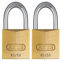ABUS Mechanical 65/50mm Brass Padlock Twin Pack Carded