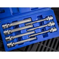 BlueSpot Tools 3/8in Drive Extra Long TORX Socket Bit Set, 7 Piece