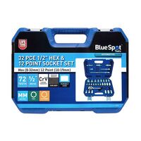 BlueSpot Tools 1/2in Hex  12 Point Socket Set, 32 Piece