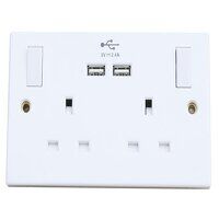 Dencon Switched Socket 2-Gang  2 USB Ports 13A