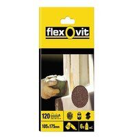 Flexovit Detail Hook  Loop Sanding Sheets 105x175mm Fine 120G (Pack 6)