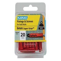 Solid Wall Super Grips™ Fixings Red & Screws Pack of 20