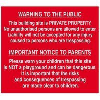 Scan Building Site Warning to Public  Parents...