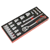 Sealey TBT42 Premier Socket Set with Tool Tray 1/2Sq Drive 22pc