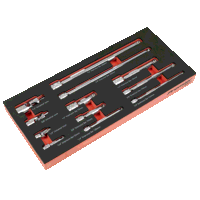 Sealey TBT44 Premier Wobble Extension Bar Set with Tool Tray 1/4, 3/8  1/2Sq Drive 12pc