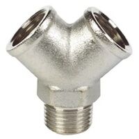 1/2inch BSP Y Connector with Male Inlet Nickel Plated Brass Threaded Adaptor