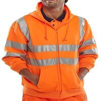 Zip-Up Hooded Sweatshirt Orange XXL