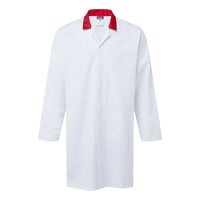 Portwest Food Industry No Pocket Coat (White/Red / 4XL / Regular Fit)