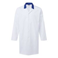 Portwest Food Industry No Pocket Coat (White/Royal Blue / M / Regular Fit)