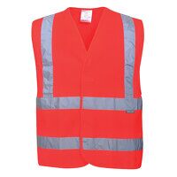 Hi-Vis Two Band & Brace Vest (Red / SM / R)