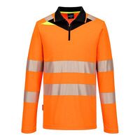 Portwest DX4 Hi-Vis Zip Long Sleeved Polo-Shi...