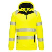 Portwest DX4 Hi-Vis 1/4 Zip Hoodie (Yellow/Bl...