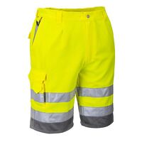 Portwest Hi-Vis Contrast Shorts (Yellow/Grey ...