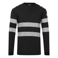 Portwest PW3 Modaflame Knit Flame Resistant Long Sleeve T-Shirt (Black / XXL / Regular Fit)