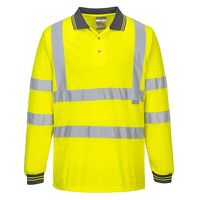 Portwest Hi-Vis Long Sleeved Polo Shirt (Yell...